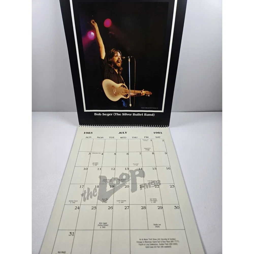 1983 The Loop FM98 Chicago Vtg. Wall Calander Musicians Jagger, Nicks, Ozzy, Who